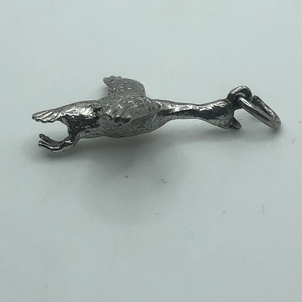 STERLING Silver Canadian Canada Goose Flying Bird Pendant Charm 1”